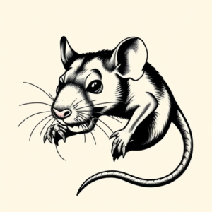 Blackwork Rat Tattoo