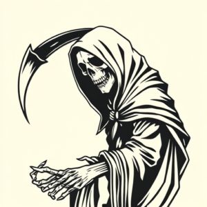 Blackwork Reaper Tattoo