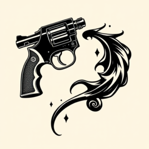 Blackwork Revolver Tattoo