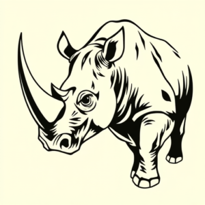 Blackwork Rhino Tattoo