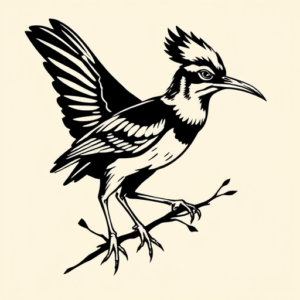 Blackwork Roadrunner Tattoo