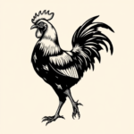 Blackwork Rooster Tattoo