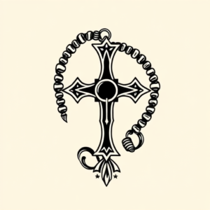 Blackwork Rosary Tattoo