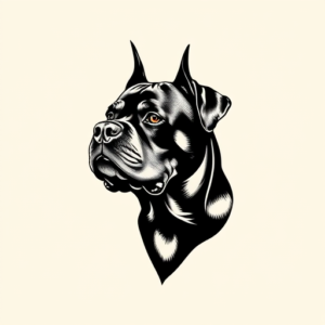 Blackwork Rottweiler Tattoo
