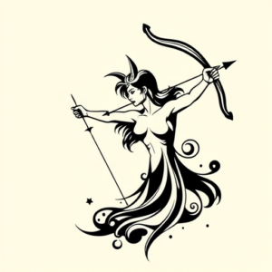 Blackwork Sagittarius Tattoo