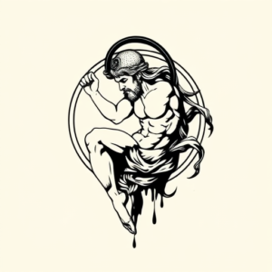 Blackwork Saturn Tattoo