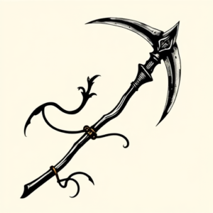 Blackwork Scythe Tattoo