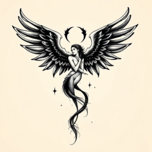 Blackwork Seraphim Tattoo