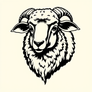 Blackwork Sheep Tattoo