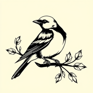 Blackwork Sparrow Tattoo