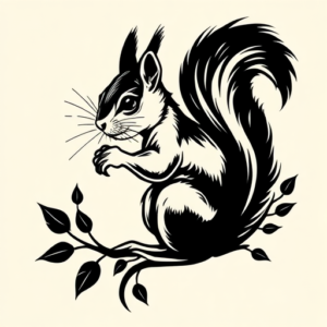 Blackwork Squirrel Tattoo