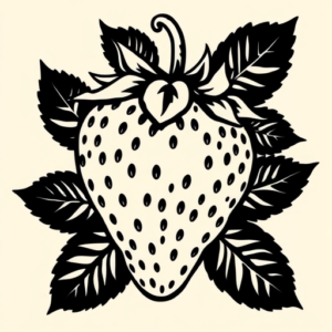 Blackwork Strawberry Tattoo