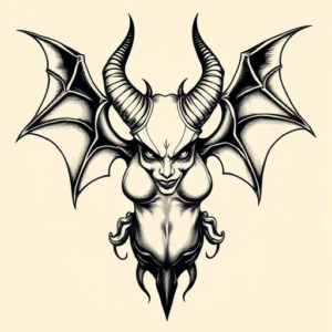 Blackwork Succubus Tattoo