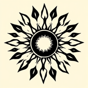 Blackwork Sun Tattoo