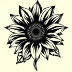 Blackwork Sunflower Tattoo