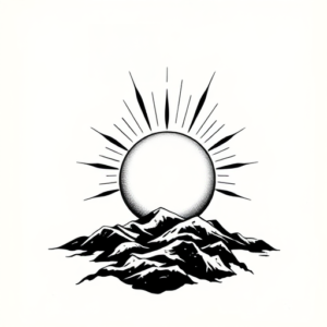Blackwork Sunrise Tattoo