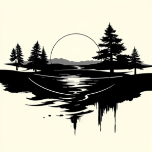 Blackwork Sunset Tattoo