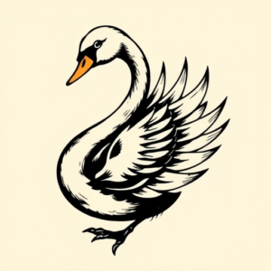 Blackwork Swan Tattoo