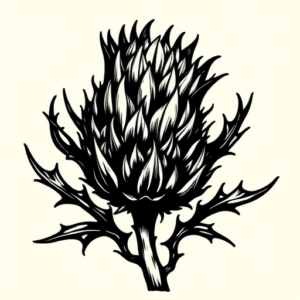 Blackwork Thistle Tattoo