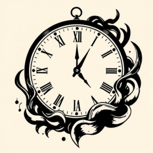 Blackwork Time Tattoo