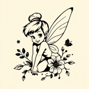 Blackwork Tinkerbell Tattoo