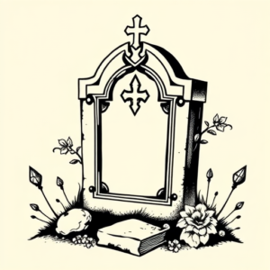 Blackwork Tombstone Tattoo