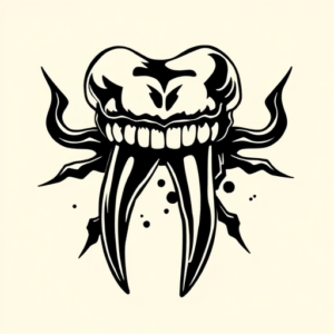 Blackwork Tooth Tattoo