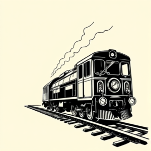 Blackwork Train Tattoo