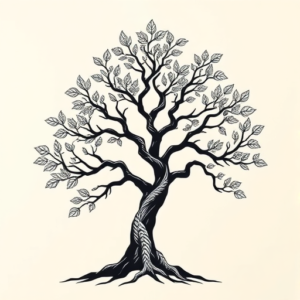 Blackwork Tree Tattoo