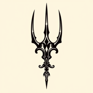 Blackwork Trident Tattoo