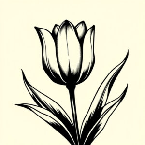 Blackwork Tulip Tattoo