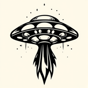 Blackwork Ufo Tattoo