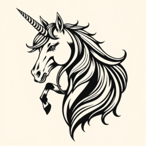 Blackwork Unicorn Tattoo