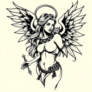 Blackwork Valkyrie Tattoo