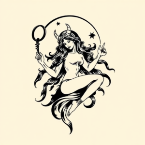 Blackwork Virgo Tattoo