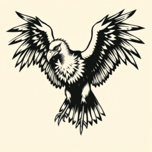 Blackwork Vulture Tattoo