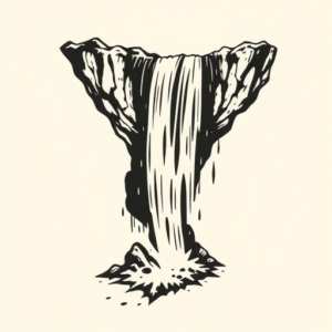 Blackwork Waterfall Tattoo