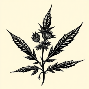Blackwork Weed Tattoo