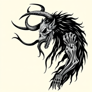 Blackwork Wendigo Tattoo