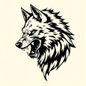 Blackwork Werewolf Tattoo