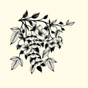 Blackwork Wisteria Tattoo