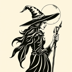 Blackwork Witch Tattoo