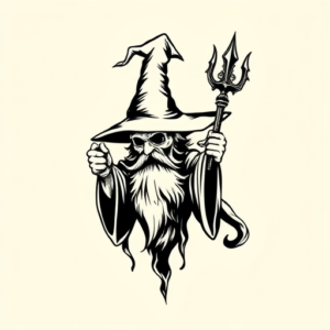 Blackwork Wizard Tattoo
