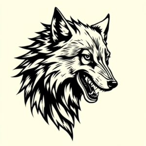 Blackwork Wolf Tattoo