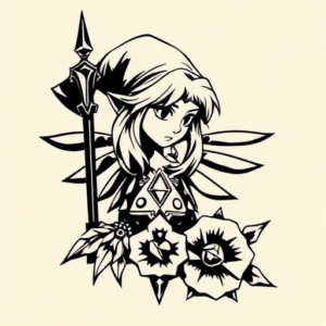 Blackwork Zelda Tattoo
