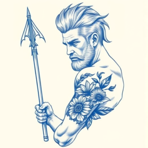 Blue Ink Achilles Tattoo