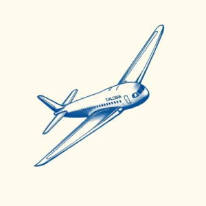 Blue Ink Airplane Tattoo
