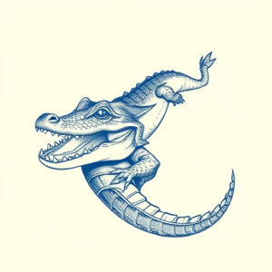 Blue Ink Alligator Tattoo