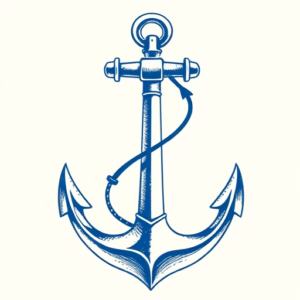 Blue Ink Anchor Tattoo