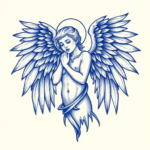 Blue Ink Angel Tattoo
